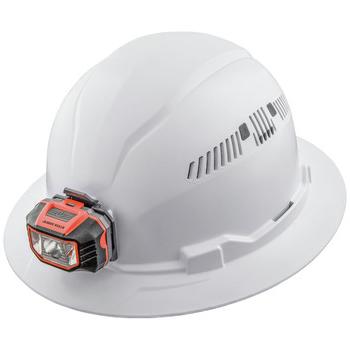 安全帽| 克莱恩的工具 60407通风全边安全帽，带无绳头灯-白色
