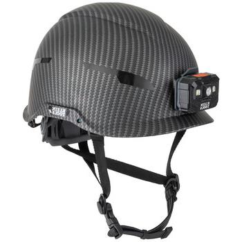 安全帽| 克莱恩的工具 60515 Premium KARBN图案无通风E级安全帽，带头灯